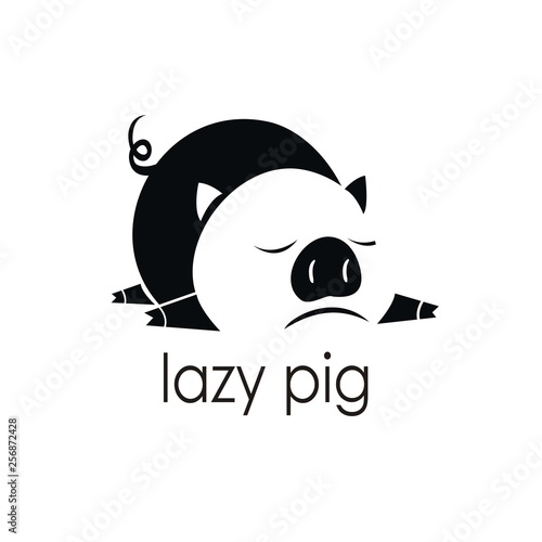 lazy pig logo design negative space