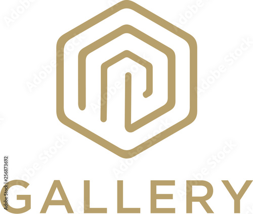 Universal premium furniture logo. Luxury universal interior design logotype symbol. Style line innitial P