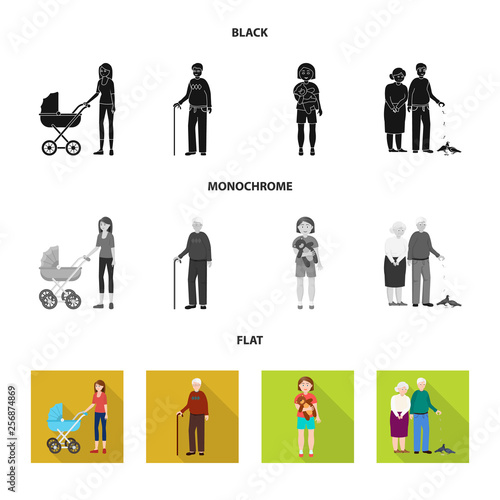 Vector illustration of character and avatar  sign. Collection of character and portrait vector icon for stock.