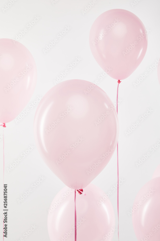 background with decorative pink air balloons isolated on white