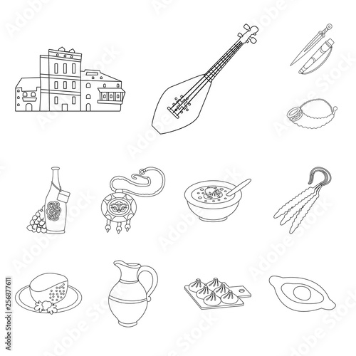 Vector design of traditions and national logo. Collection of traditions and sightseeing stock vector illustration.