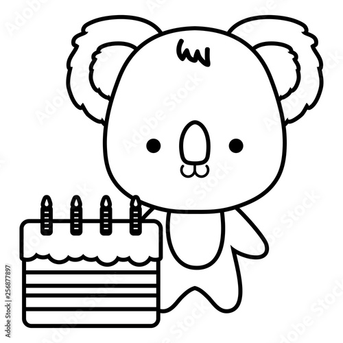 cute and little koala with sweet cake