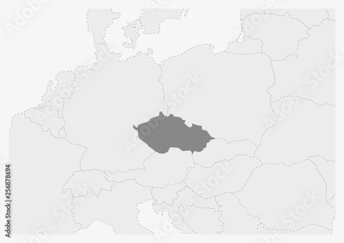 Map of Europe with highlighted Czech Republic map