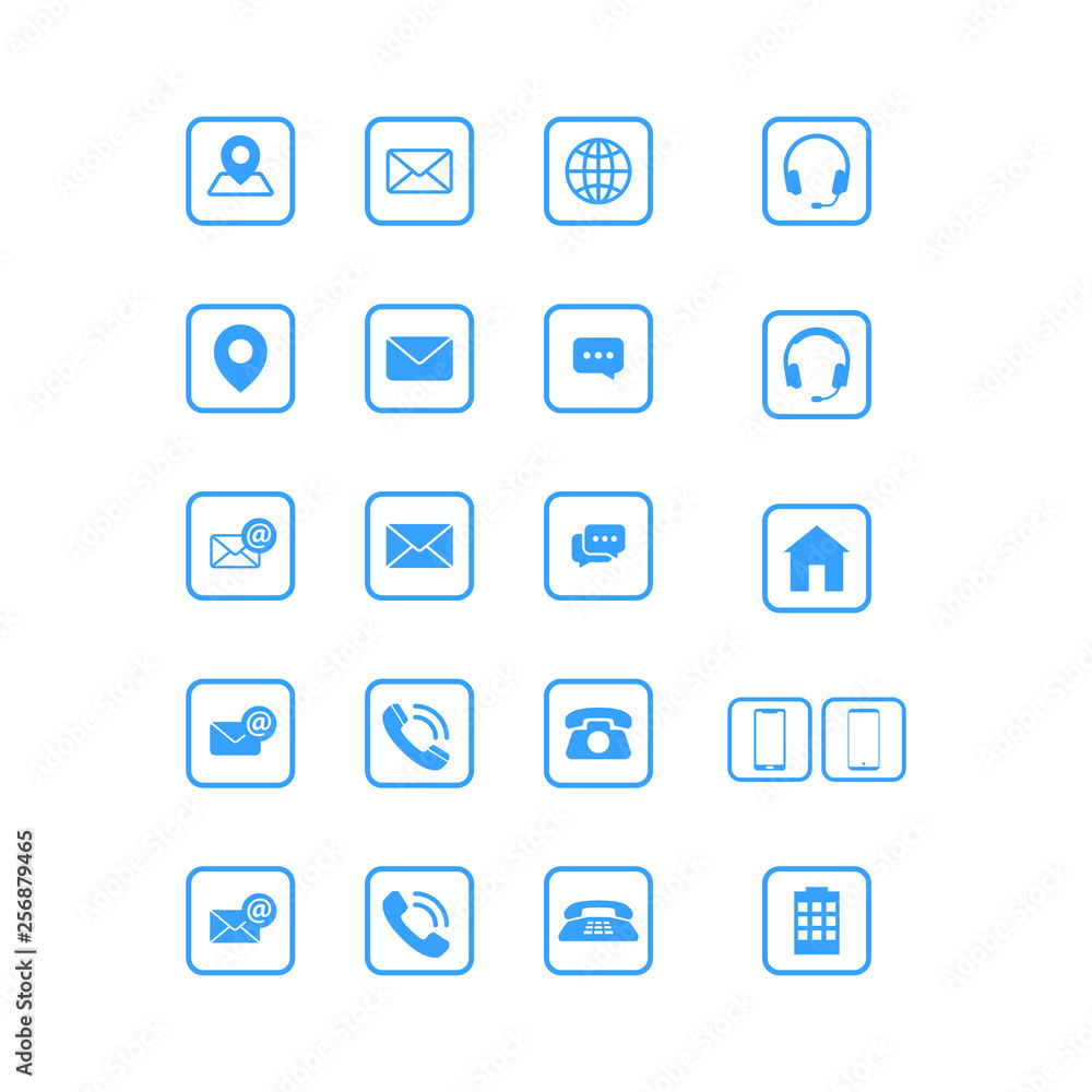 Modern communication contact us set icons Modern communication contact us set icons