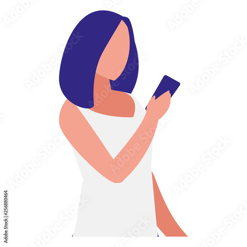woman using smartphone character