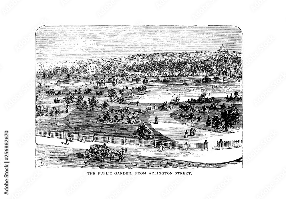 Obraz premium Boston city. Engraving illustration