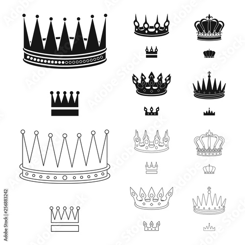 Vector illustration of medieval and nobility logo. Collection of medieval and monarchy vector icon for stock.