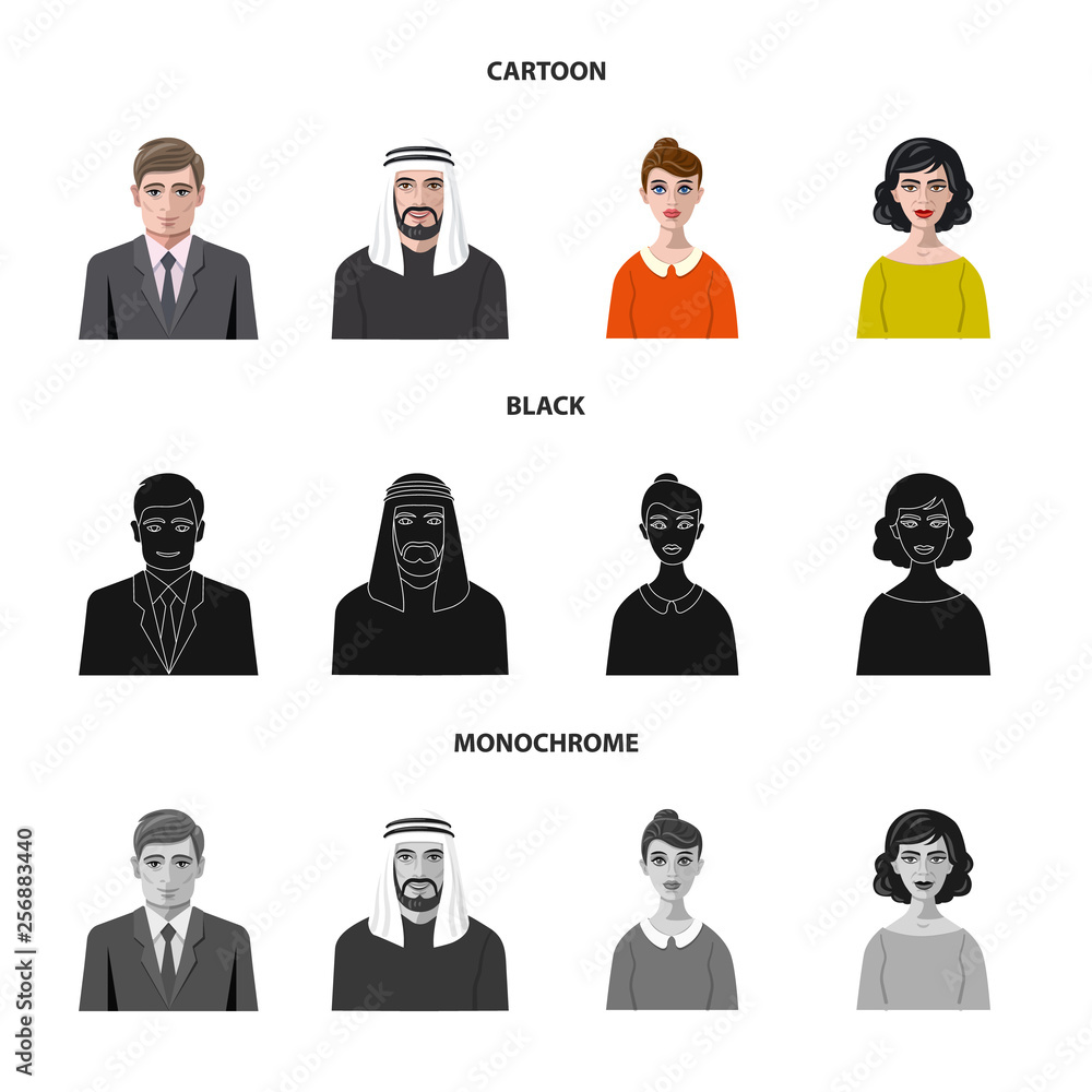 Isolated object of hairstyle and profession icon. Set of hairstyle and character stock vector illustration. Isolated object of hairstyle and profession icon. Set of hairstyle and character stock vector illustration.