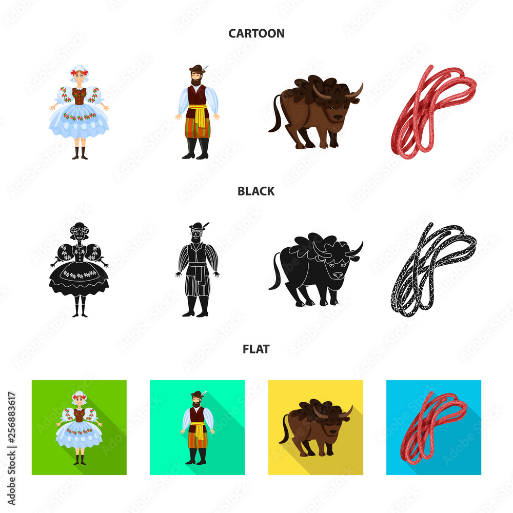 Obraz premium Isolated object of traditional and tour icon. Set of traditional and landmarks stock vector illustration.
