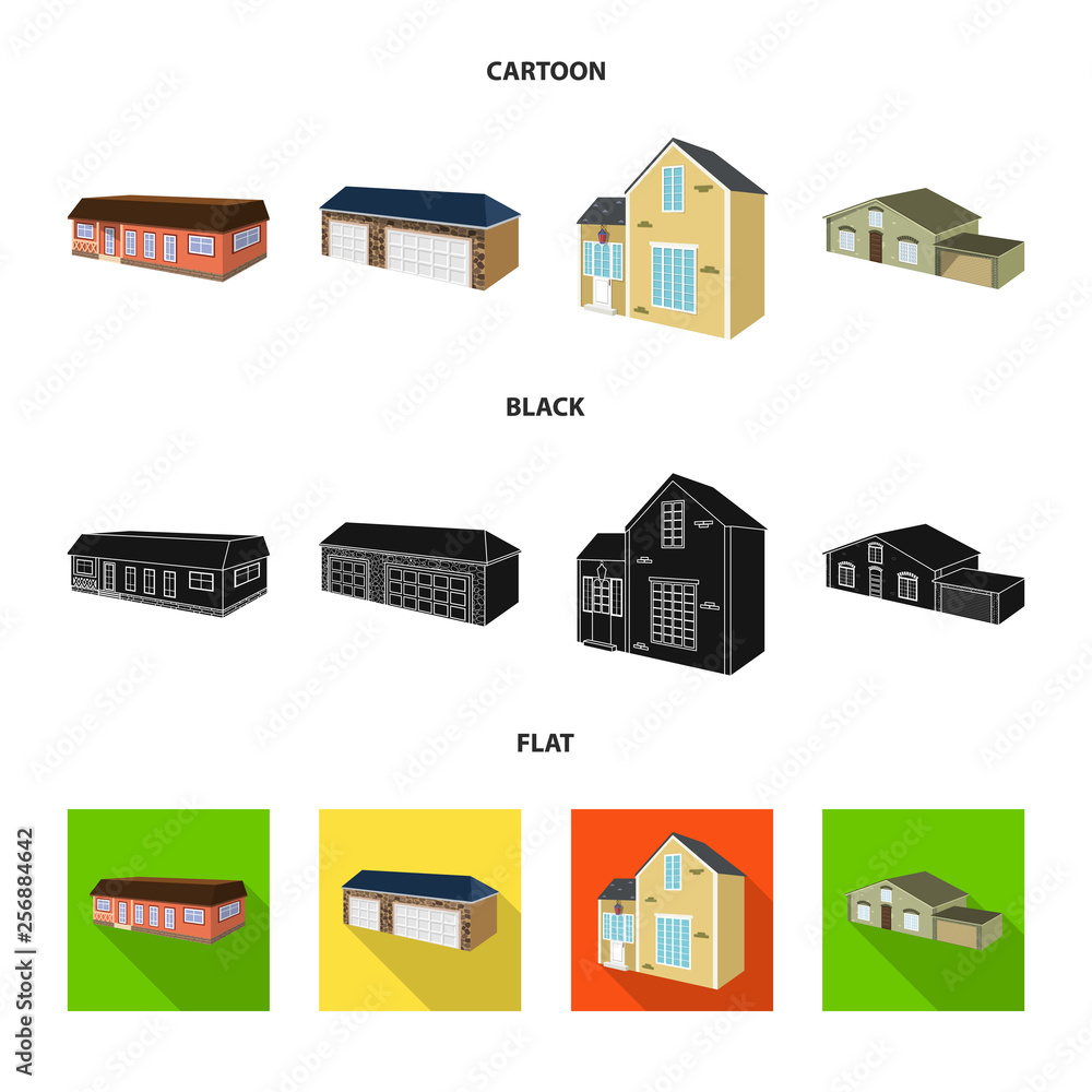Isolated object of facade and housing symbol. Set of facade and infrastructure vector icon for stock.