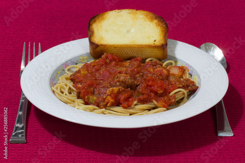 Italian spaghetti and tomato meat sauce