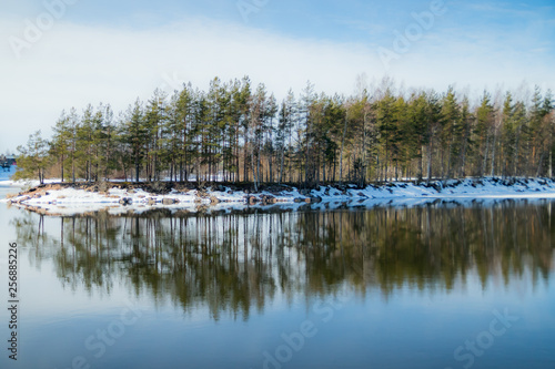 Spring landscape on the river Kymijoki  Kouvola  Finland