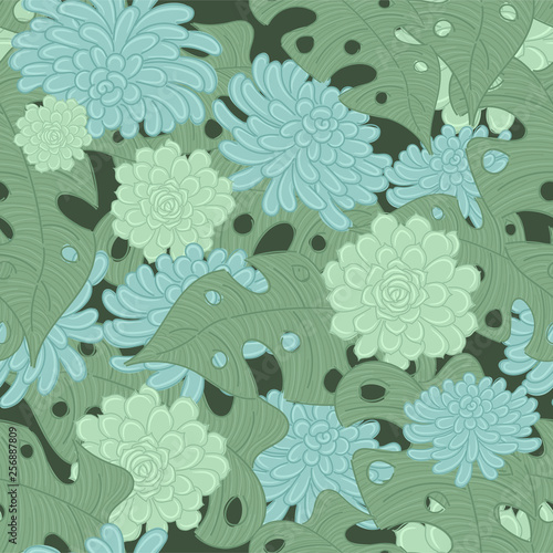 Succulents vector seamless pattern