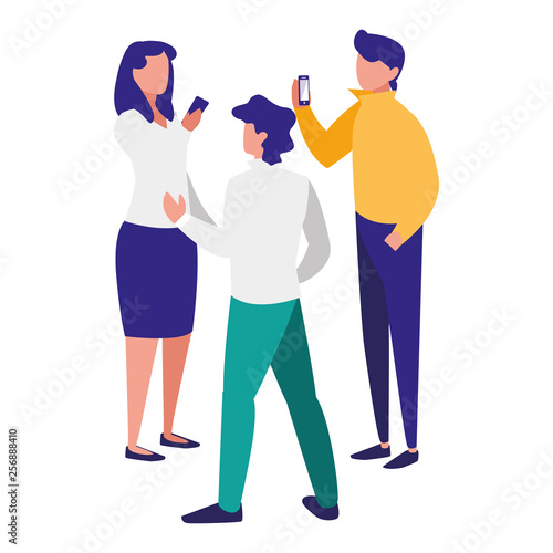 group of people using smartphone