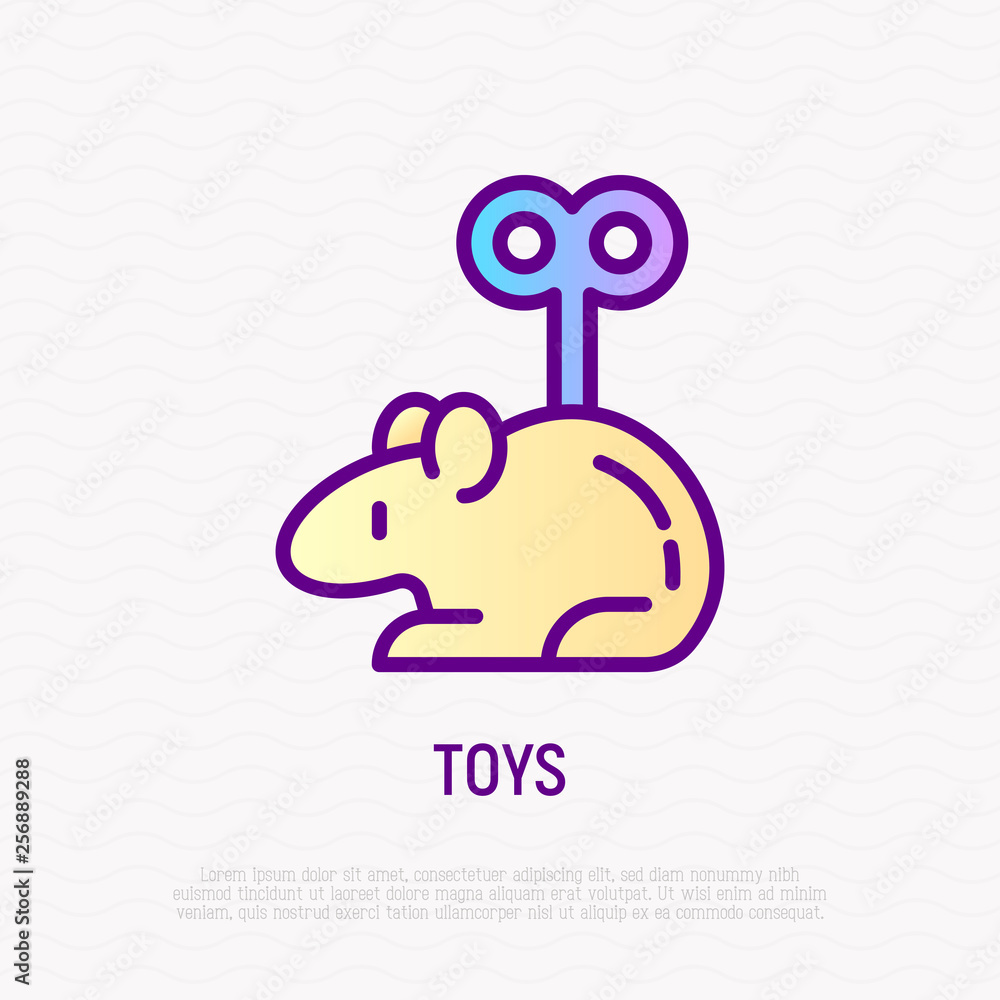 Toy for cat: cartoon mouse with clockwork key in her back. Modern vector  illustration for pet shop. Stock Vector | Adobe Stock