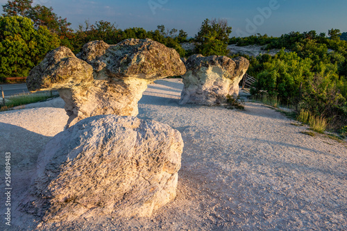 The Stone Mushrooms near Beli Plast village at sunset, Kardzhali Municipality, Bulgaria