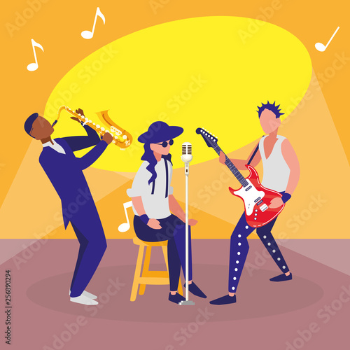 singer and musicians band characters