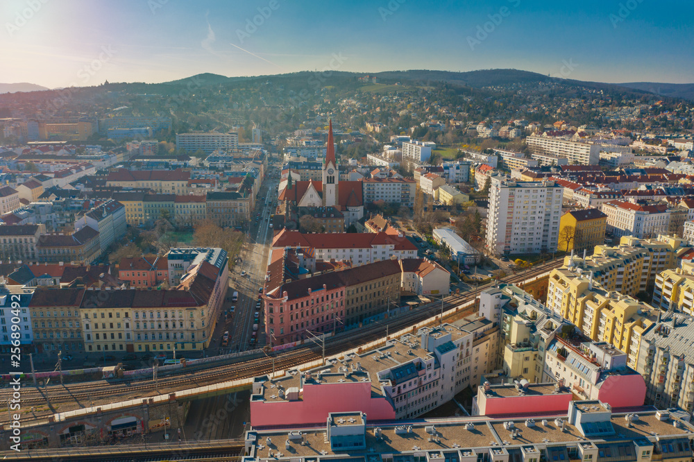 Beautiful drone shot of Vienna in Austria