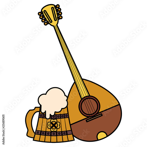 beer wooden jar with clover and mandolin