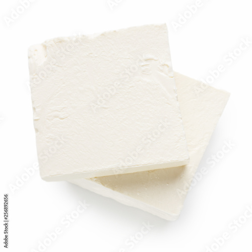 Canvas Print Pieces of Feta cheese on white