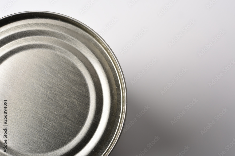 top view of a food tin can on a white background top view of a food tin can on a white background