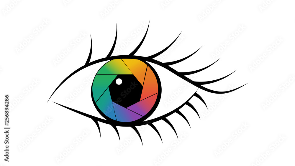 Fototapeta premium Aperture in the eye. Diaphragm icon. Vector illustration.
