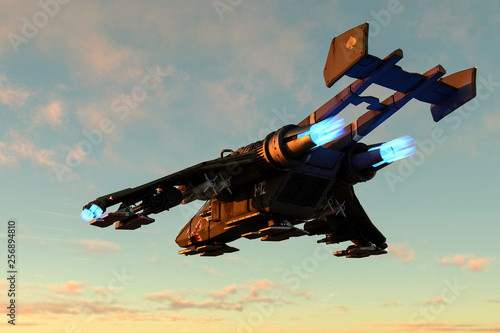 Fotografie shark alien aircraft space ship exploring around