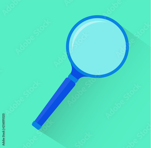 Magnifier in flat style. Vector illustration.