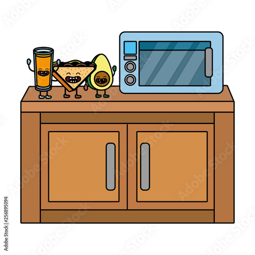 delicious kawaii breakfast cartoon