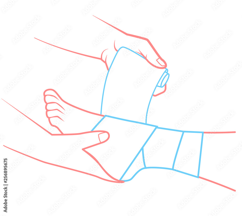 hand that bandaging the foot hand that bandaging the foot
