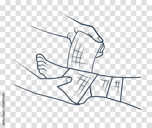 hand that bandaging the foot icon