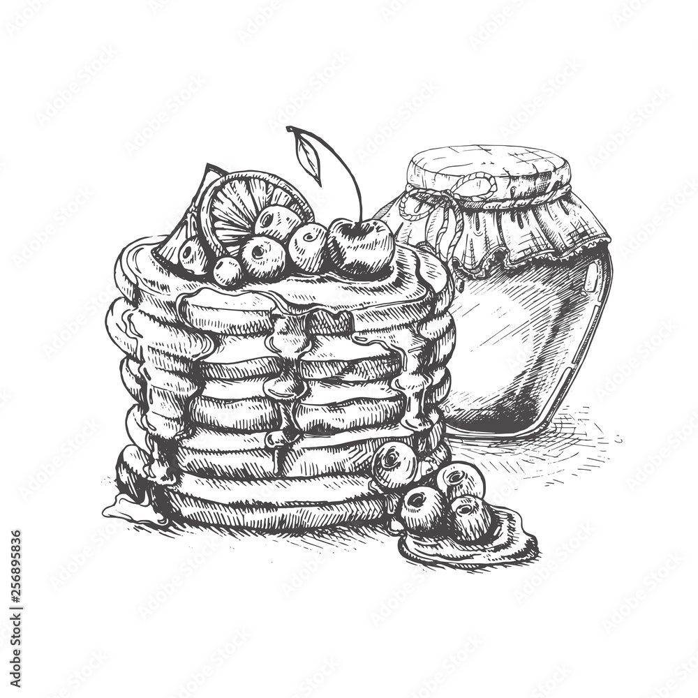 Pancakes Sketch Vector Images over 1000