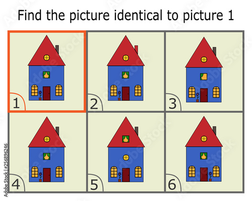 Illustration of Finding Two Identical Pictures. Educational Game for Children. Find the Same.