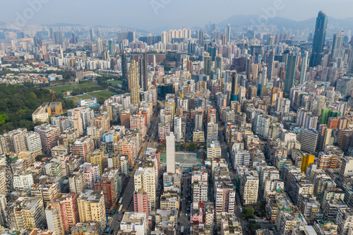 Aerial view of Hong Kong city