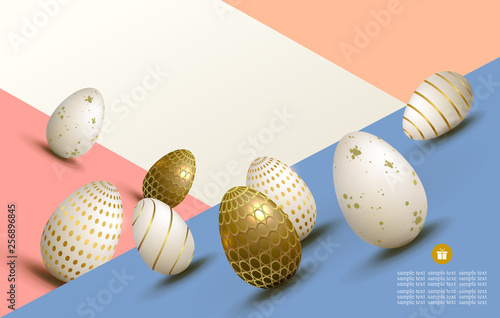 Easter multicolored composition with a set of eggs drawn in the slope,