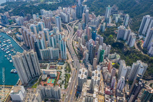 Top down view of Hong Kong city