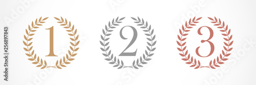 Award numbers logotype set. Isolated elegant abstract nominee graphic design template. 1st 2nd 3rd place cup symbol. Festival congratulating framed template. Celebrating decorative tradition greeting