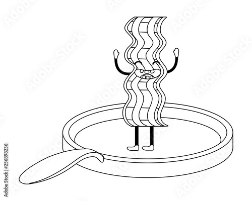 delicious tasty kawaii bacon cartoon
