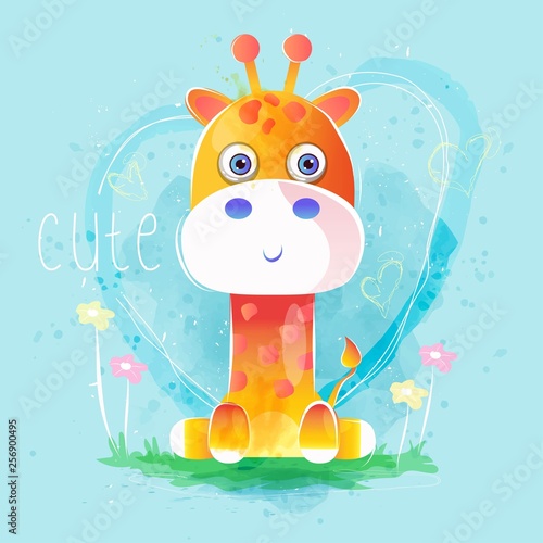 cute baby giraffe vector illustration