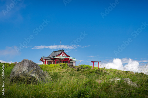 japanese shrine at mountain top