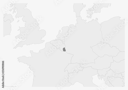 Map of Europe with highlighted Luxembourg map