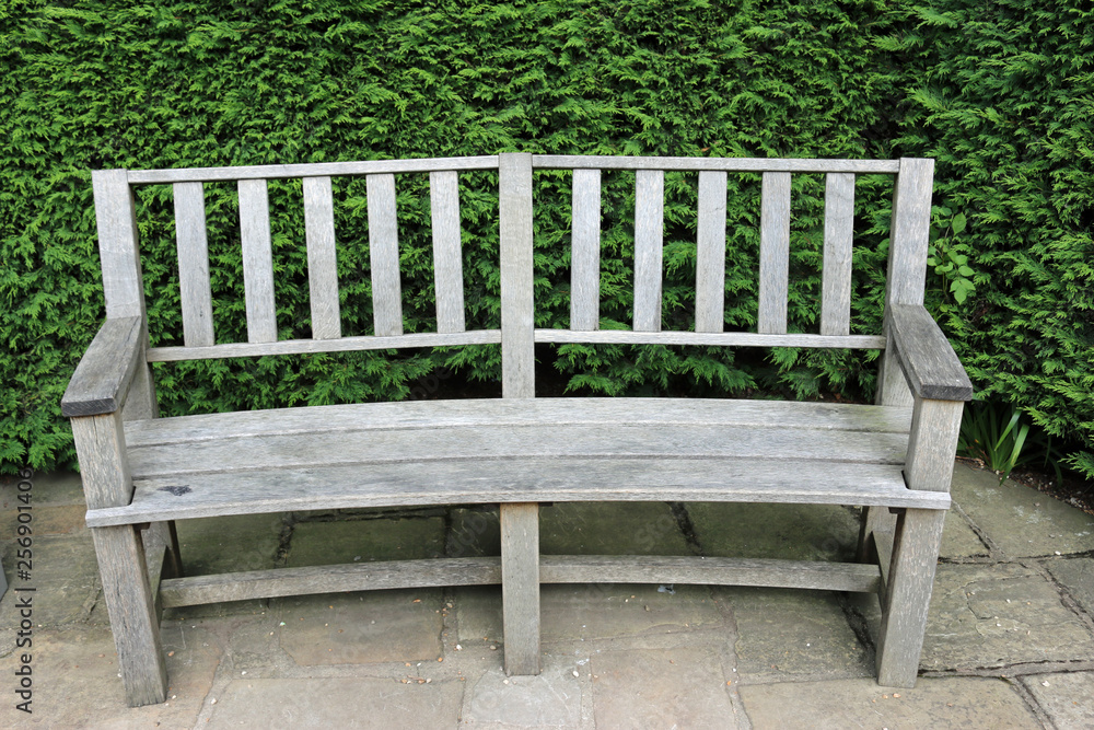 Park seat with conifers