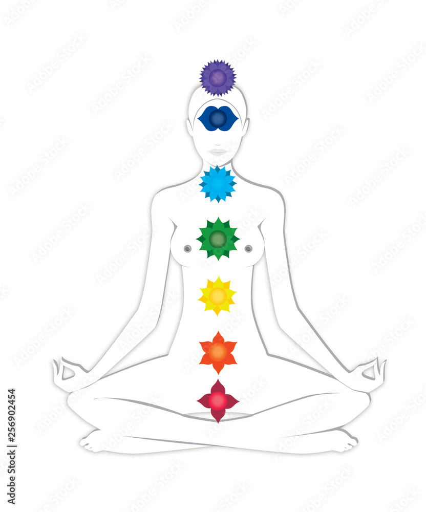 Yoga white silhouette girl in lotus position Yoga white silhouette girl in lotus position