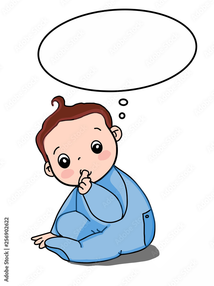 cute baby boy cartoon characters thumb sucking and thinking bubble Stock  Illustration | Adobe Stock