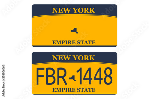 Vechicle registration of New York registration plates nummer car. Flat design EPS 10.