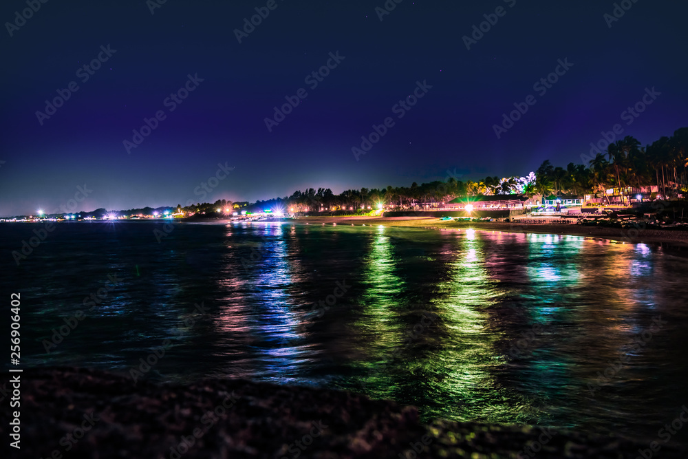 Night beauty of Sinquerim Beach, Goa, Inida