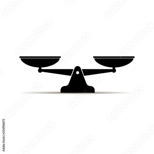 Icon of scale symbol of justice weight balance sign of law judgment punishment statue. EPS 10