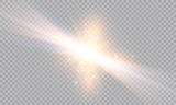 Vector illustration of abstract flare light rays. A set of stars, light and radiance, rays and brightness. Glow light effect. Vector illustration. Christmas flash Concept.