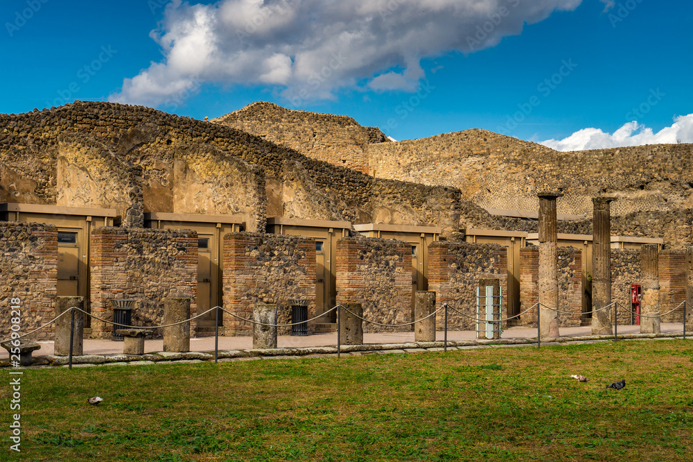 Ruins of ancient city of Pompeii near volcano Visuvius, Pompei