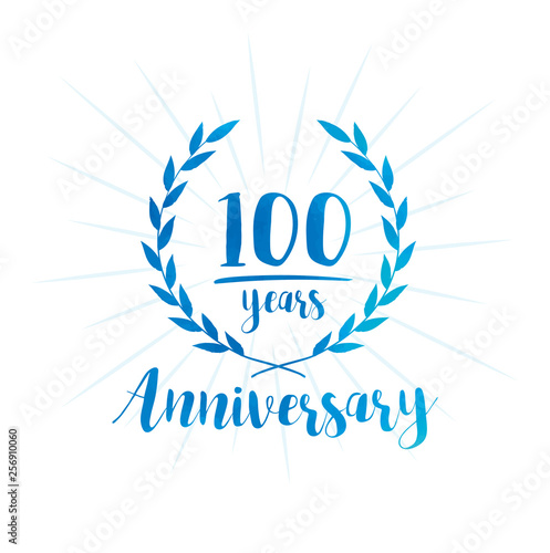 100 years anniversary celebration logo. Anniversary watercolor design template. Vector and illustration.